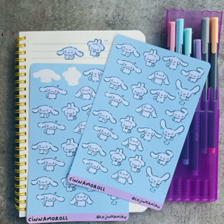 Cartela de Adesivos para Planner Cinnamoroll / Cartela de Adesivos Kawaii Cinnamoroll Azul