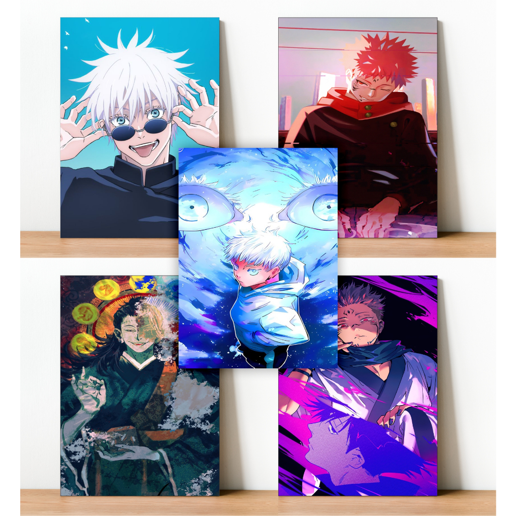Kit 5 Placas Decorativas Anime Jujutsu Kaisen 9,5X14,5 Quadros Decorativos já acompanha dupla face em Oferta na Shopee