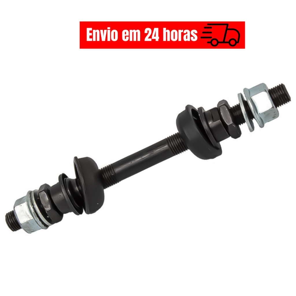 Eixo Dianteiro Completo C/ Caixa Colar de Esferas 3/8x140mm Bicicleta Bike 16 20 24 26