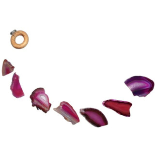 Mensageiro Sino Dos Ventos 7 Pedras Ágatas Coloridas rosa roxo