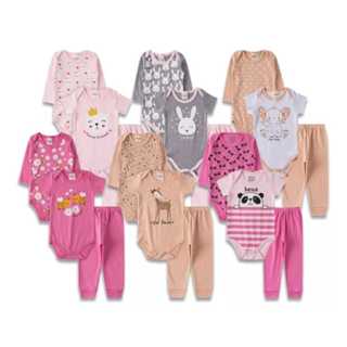Kit C/18 Body Infantil bebê Trijunto Completo Kit Menina em Oferta na Shopee