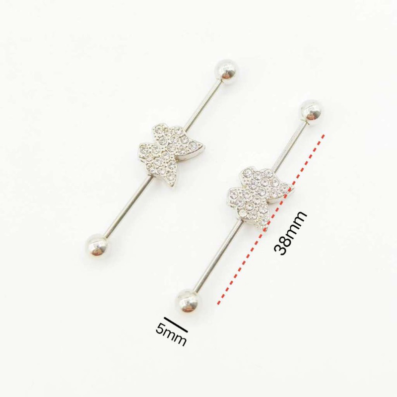 Kit 12 Piercing Transversal com meio strass vários formatos aço inoxidável/ orelha — imagem 2 de 2