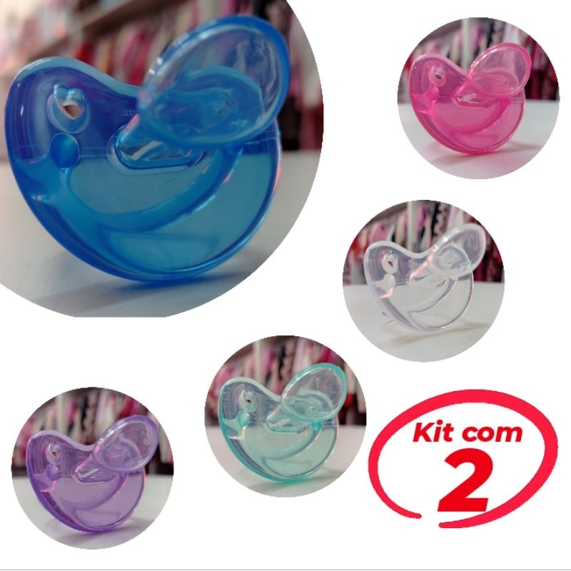Kit com 2 Chupetas de Silicone Bico Ortodôntico Fase 2