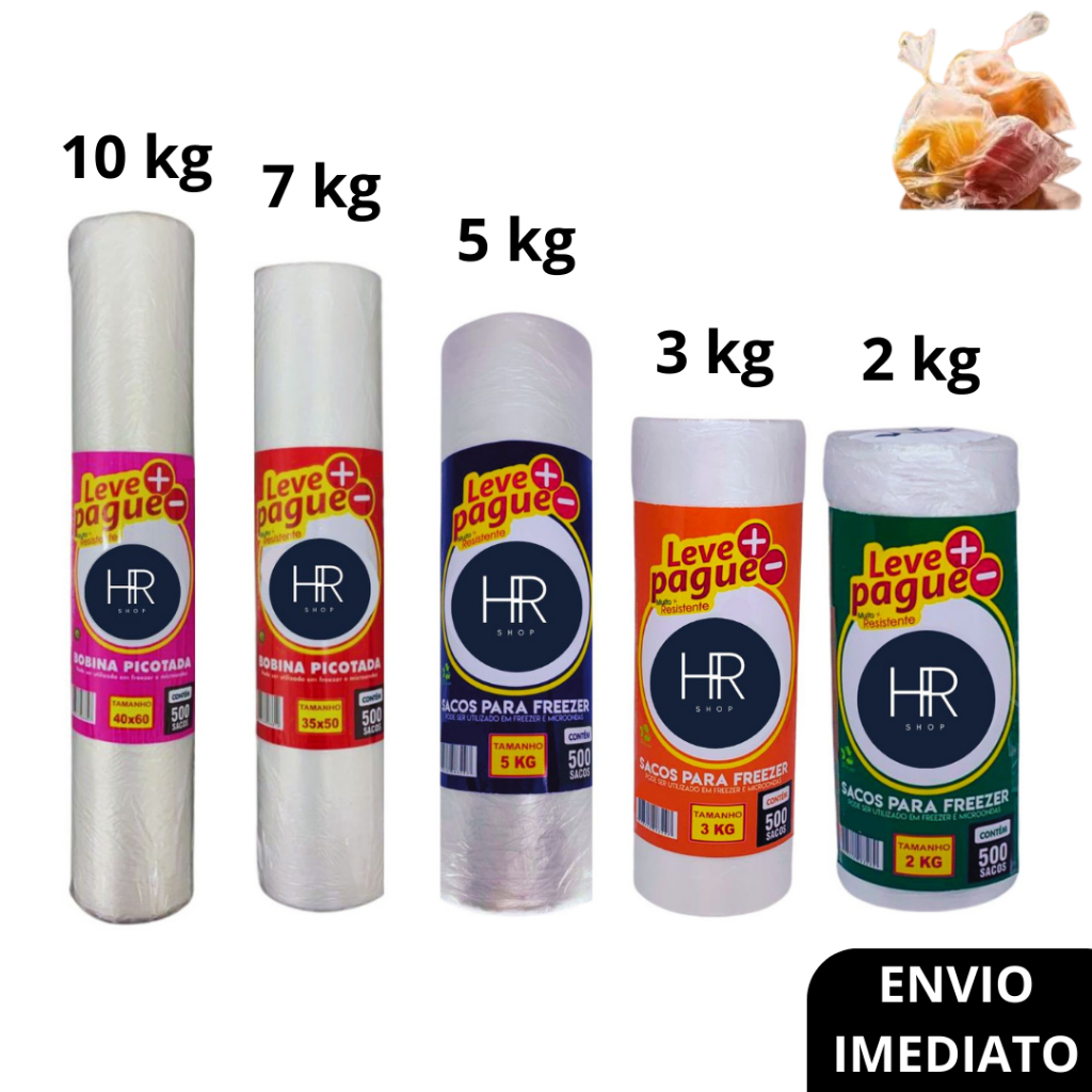 Bobina Picotada Sacos Plásticos 500 Un Para Armazenamento Freezer Mercado Sacola Plástica em Oferta na Shopee