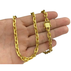 corrente banhada ouro 18k fecho cadeado 70cm por 8mm grossa