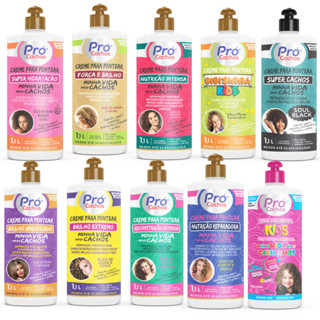 Creme de pentear - Pró Cachos - Potão de 1,1 litro - para todos os tipos de cabelos