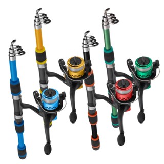 Kit Pesca Vara telescópica e Molinete com linha 3 Cores