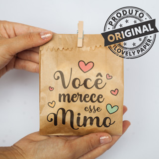 15UN Embalagem papel pardo para mimo 10x15 CM | Você merece esse mimo | Saquinho papel pardo