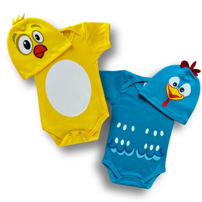 Body Bebê Temático Galinha Pintadinha Pintinho Amarelinho Fantasia Mesversário Ítens Opcionais