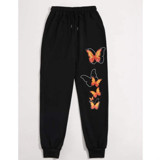 Calça de moletom Borboleta de algodão nova tendencia