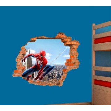 Adesivo decorativo Homem Aranha Teia Quebrando Parede Recorte Especial 1x1