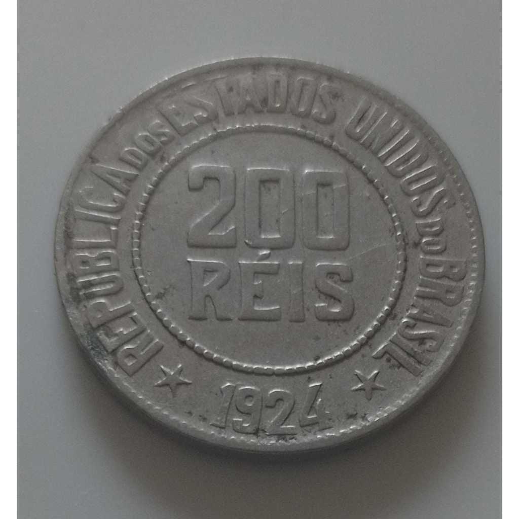 moeda 200 reis 1924 data escassa  cuproniquel  mbc - s1621