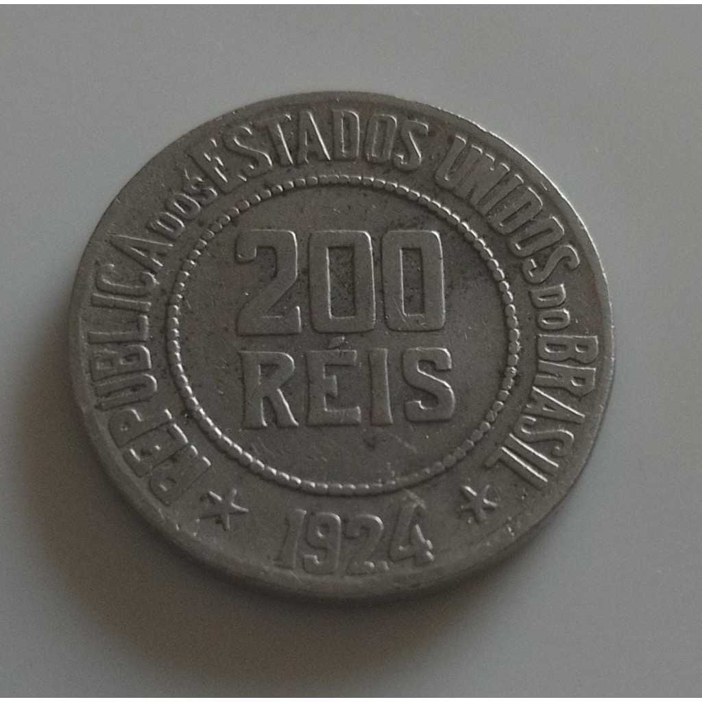moeda 200 reis 1924 mbc  data escassa cuproniquel - s1622