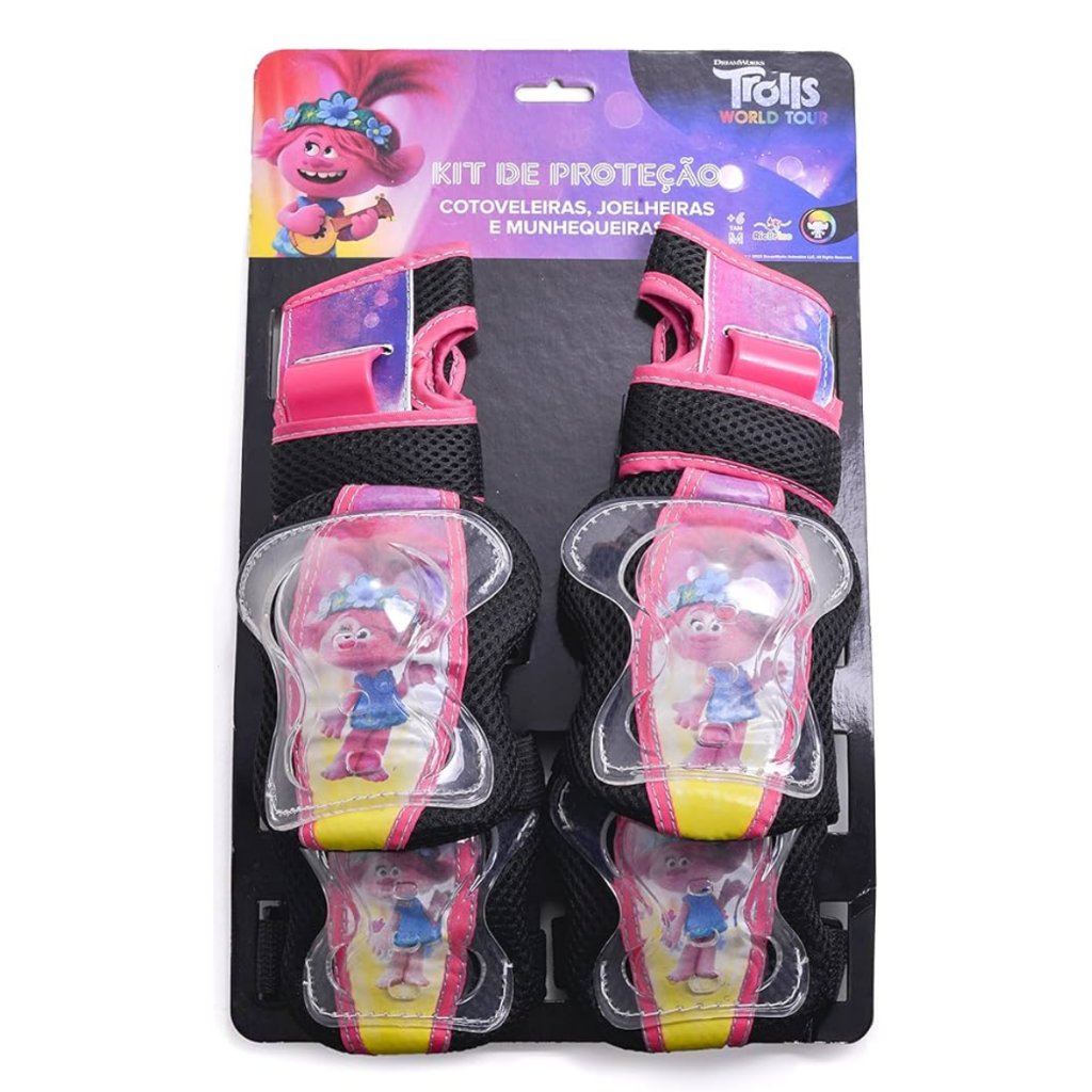 Kit Proteção Infantil Para Esportes Radicais Trolls Poppy Patins 6 Peças