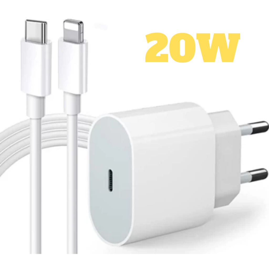 Kit Carregador iPhone Turbo Tipo-C 20W Cabo Lightining Carregador De iPhone Fonte Cabo iPhone Carregador iPhone Turbo