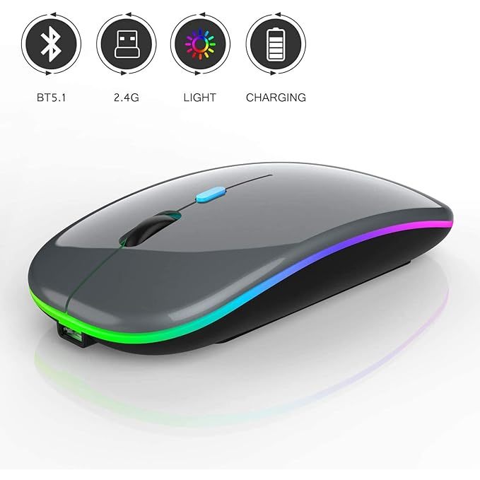 Mouse Sem Fio Recarregável 2.4ghz Wireless Bluetooth Led em Oferta na Shopee
