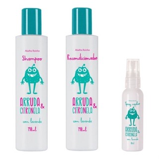Kit Mata Piolho Shampoo Piolhos E Lêndeas Arruda e Citronela Abelha Rainha 3 Pç