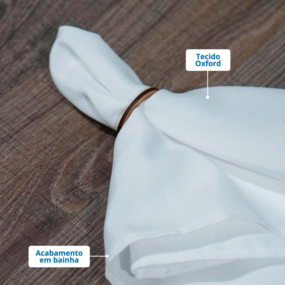 Kit 12 Peças Guardanapo Tecido Oxford Liso Branco Com Bainha para Mesa Posta
