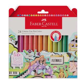 Caneta hidrográfica Fine Pen Colors com 24 Cores FPB/ES24ZF Faber-Castell