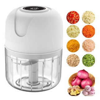 Mini Processador Elétrico Moedor Carne Vegetais Alho Fruta Amendoim Recarregável USB 250ml