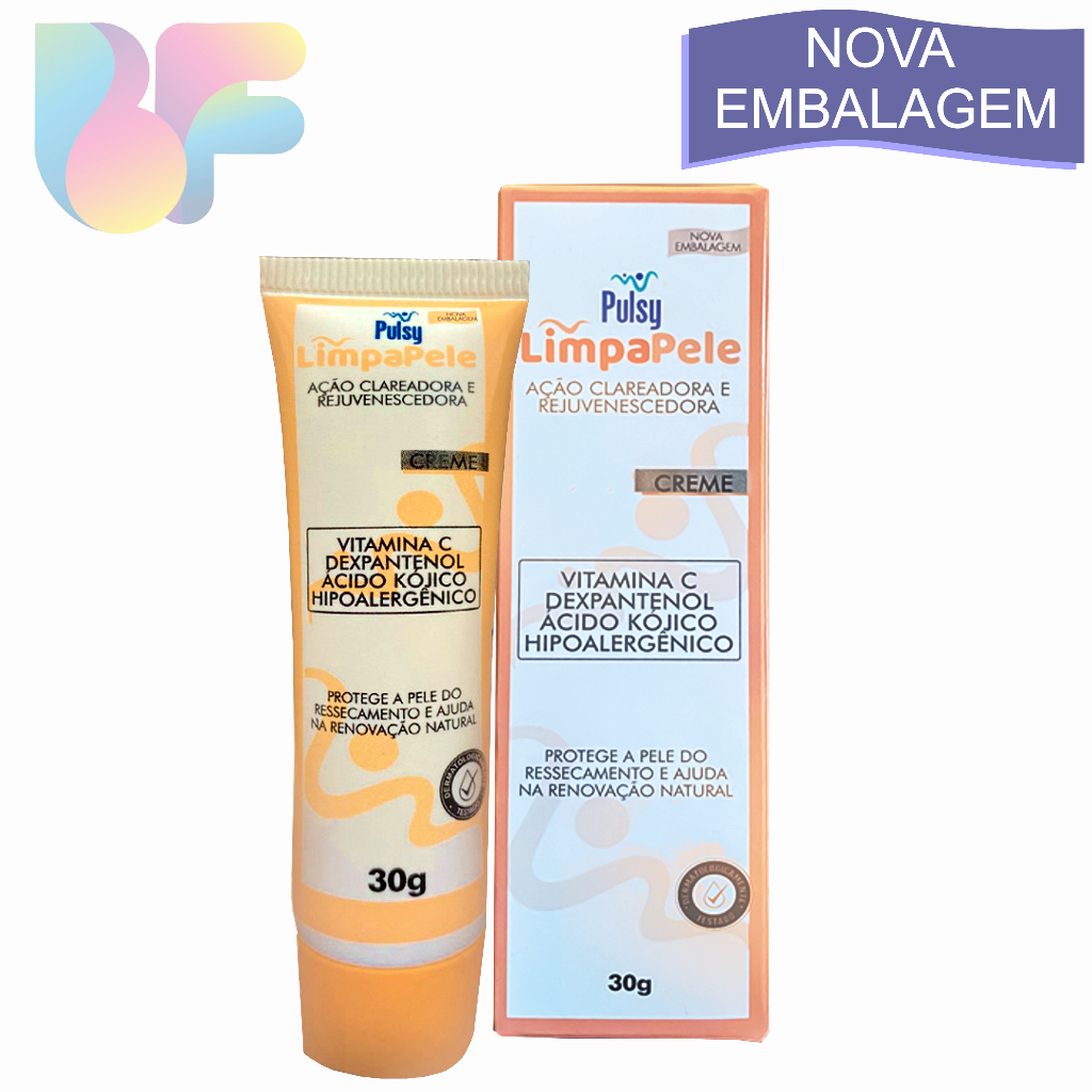 Creme para Rejuvenescimento de pele 30g Pulsy Melhor creme para limpeza de pele e ação clareadora