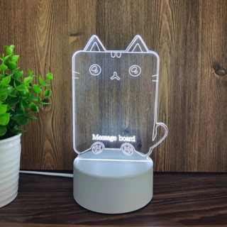 Luminaria Led Escrever De Caneta Lousa Quadro Mesa Anotações Gato