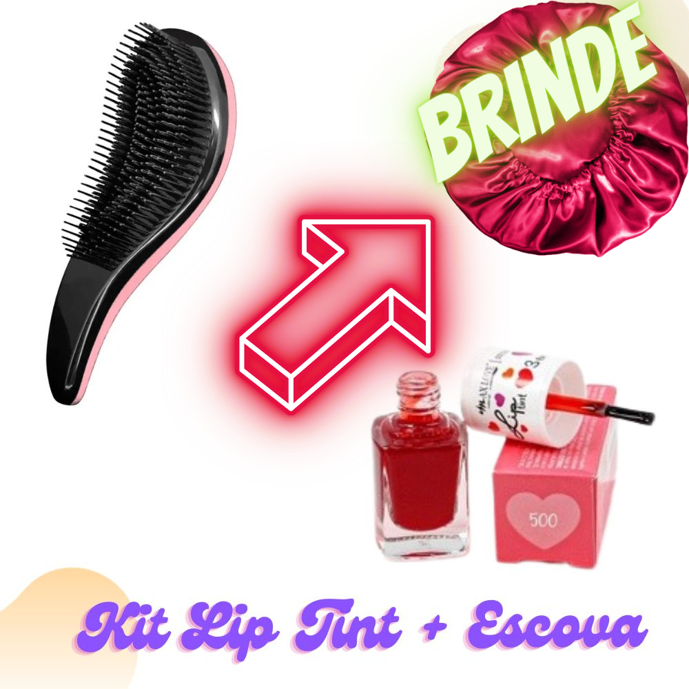 Kit Escova Mágica + Lip Tint 3 em 1 Rosa Mosqueta + Touca de Cetim