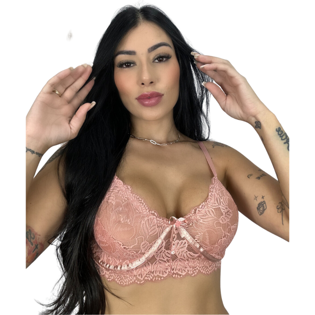 Sutia de Renda sem Bojo com Aro Rendado Lingerie Conforto Dia a Dia Alça Moda Intima