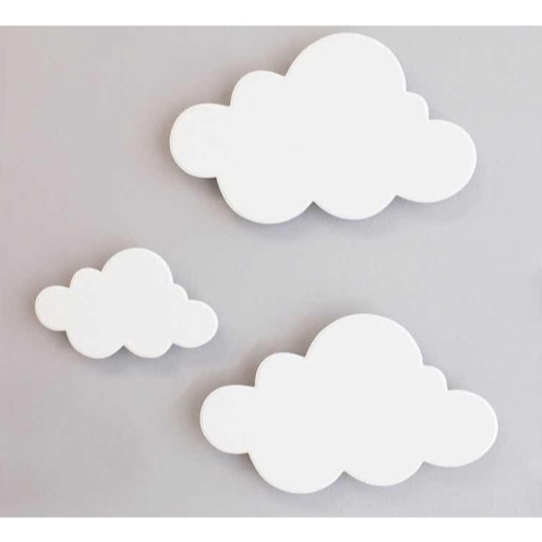 Nuvem Aplique De Parede Decoração Quarto Do Bebê Mdf 6mm BRANCO em Oferta na Shopee