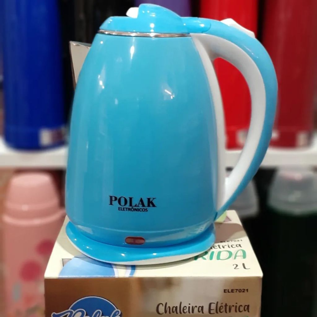 Jarra eletrica 220v inox chaleira eletrica alta tecnogia Azul Céu