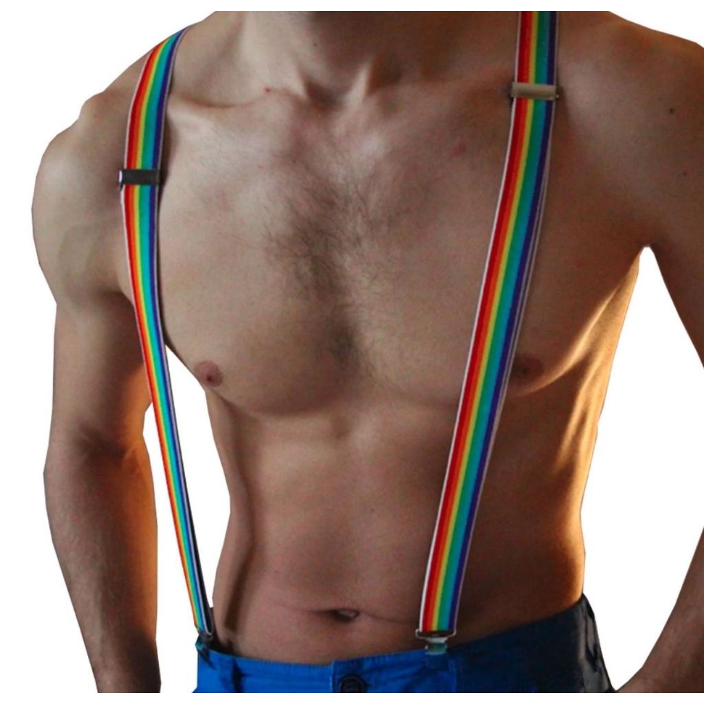 Suspensório Colorido Arco-Íris Ajustável Masculino e Feminino