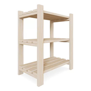 Estante Rack com 3 Prateleiras de Madeira Pinus