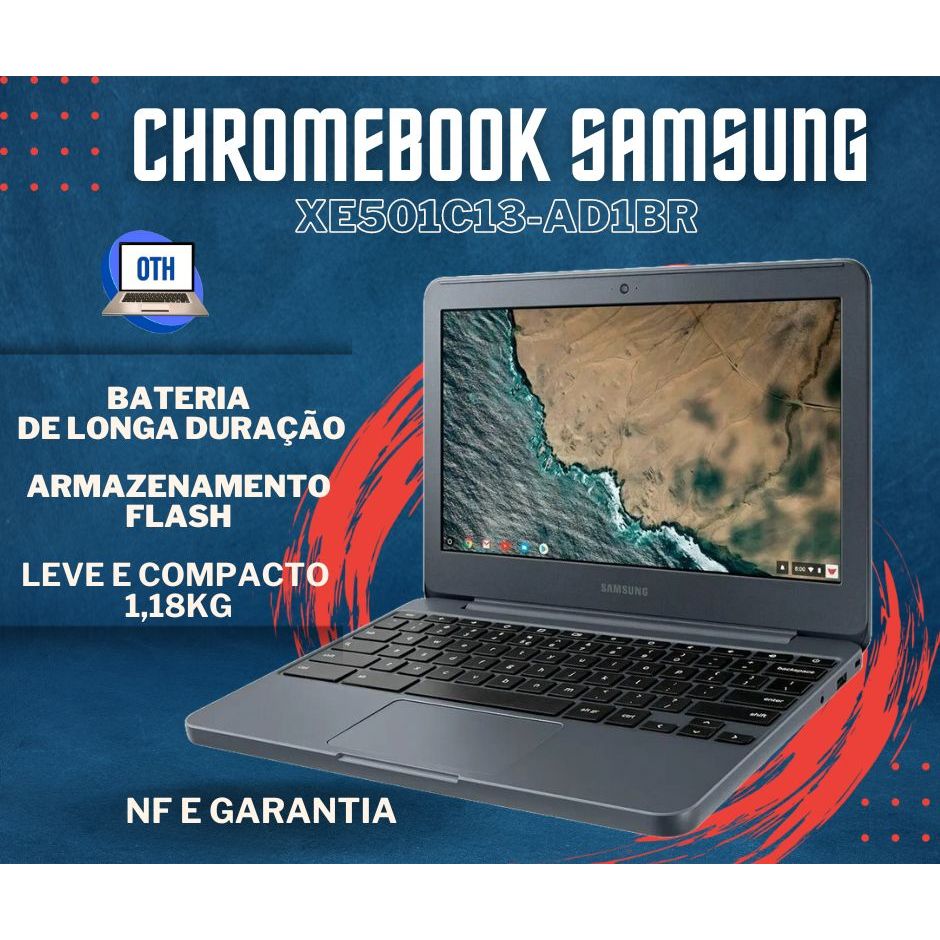 Chromebook Samsung, XE501C13-AD1BR, Tela 11.6'', Dual Core, 2G, 16GB Flash - Grafite