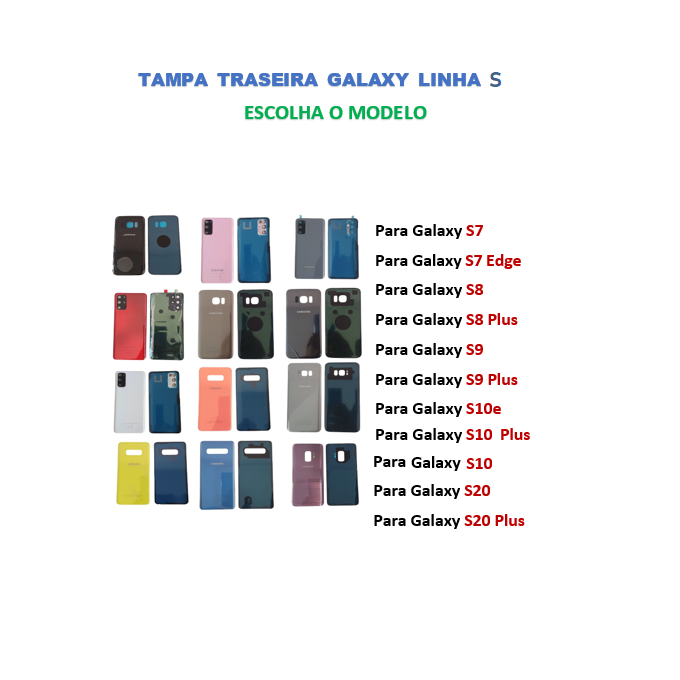 Tampa Traseira De Vidro Para Samsung Galaxy S7 Edge / S8 / S9 / S9+ / S10e / S10 /  S10+
