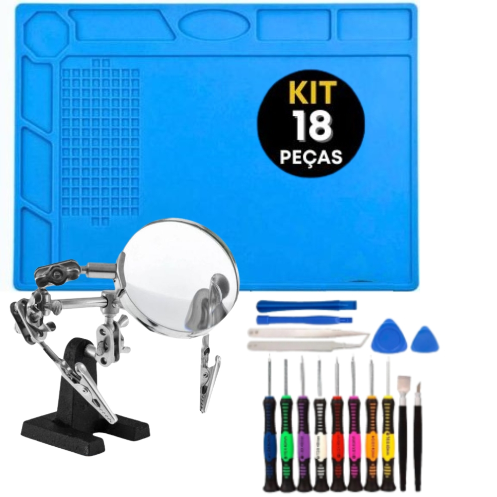 Kit Manutenção Manta Antiestática Eletrônica Celular E Notebook Chaves Precisão + espátulas