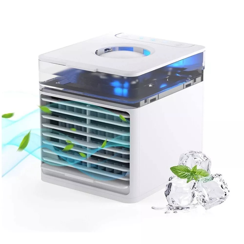 Mini Ar Condicionado Portátil Air Cooler Umidificador Climatizador 7 Luz Led