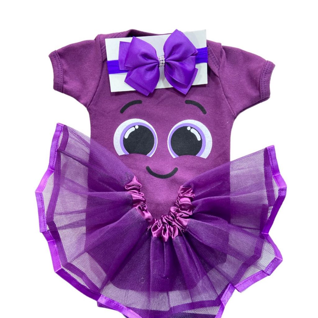 Body bebê- Bolofofos. Body Tule e Laço Mesversario