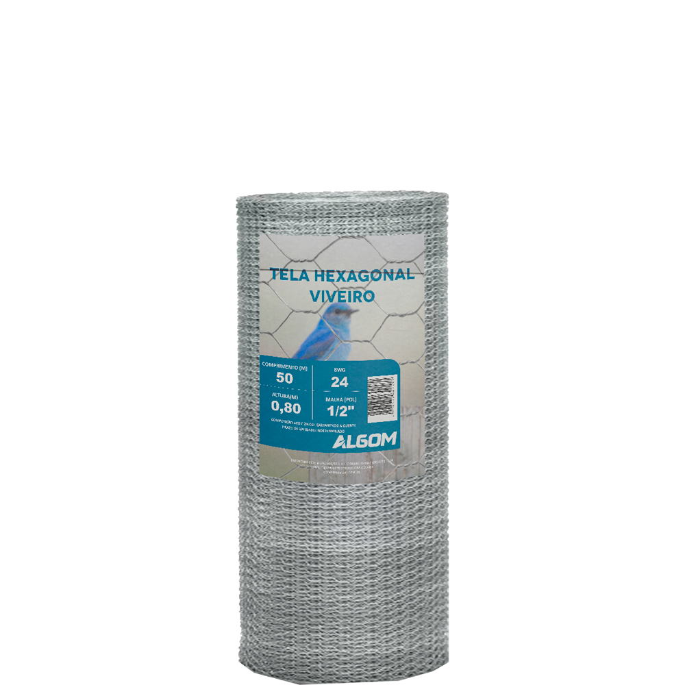 Tela Hexagonal Viveiro 1/2" 0,80x50m Fio 0,56mm Algom em Oferta na Shopee