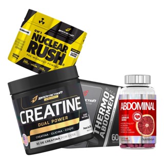 Pré Treino Nuclear Rush + Thermo Abdomen Black + Creatina + Abdominal Bodyaction