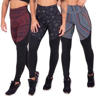 Kit 3 Leggings Femininas Cintura Alta Fitness Academia em Oferta na Shopee