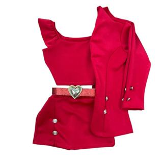 Conjunto Feminino Infantil Blazer Cropped Short Saia Meninas em Oferta na Shopee