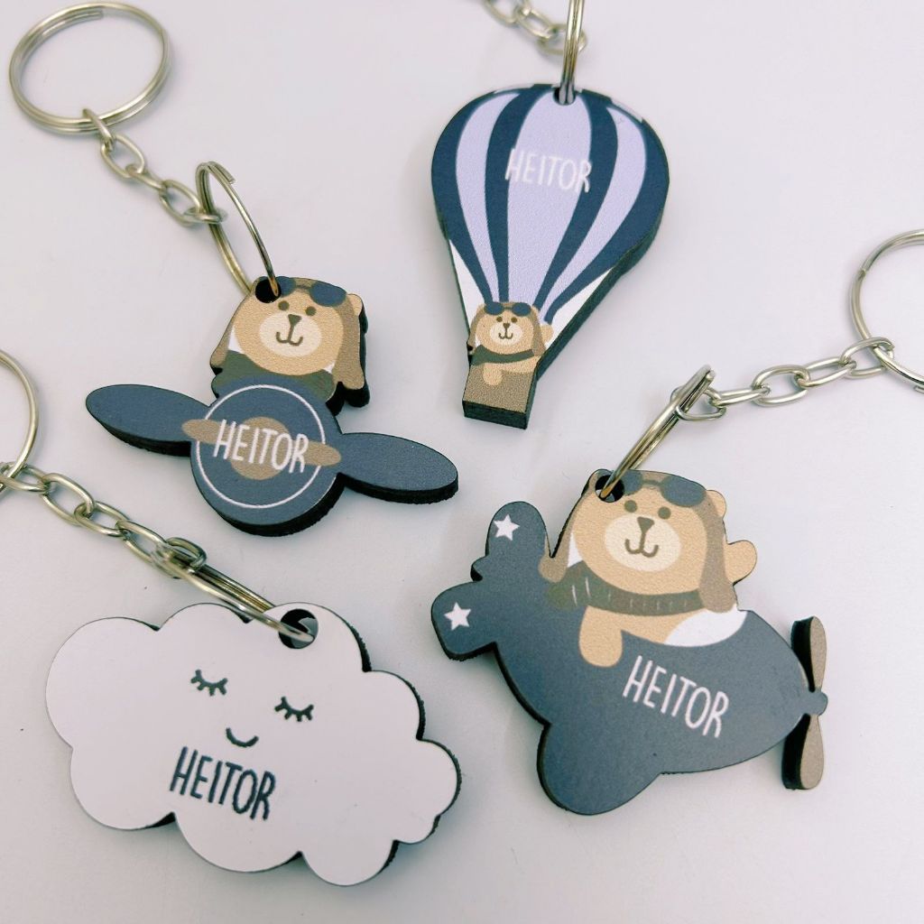 Chaveiro ou Imã Geladeira com Nome Personalizado, Lembrancinha - Ursinho Aviador