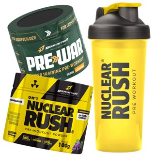 Kit 2x Pré Treino - Nuclear Rush + Pre War + Coqueteleira Bodyaction