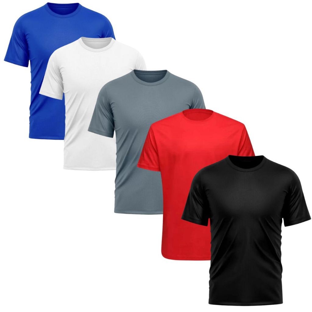 Kit 5 Camiseta Masculina Dry Fit Premium Blusa Lisa Proteção Solar UV Térmica Anti Suor Academia Exercícios Corrida Bike - Men Clothes