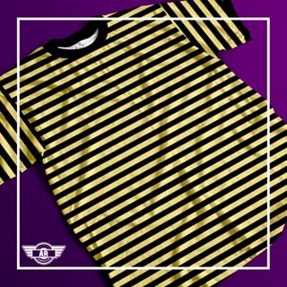 Camiseta Estampa Listrada Preto e Amarelo Adulto e Infantil