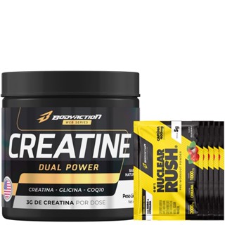 Creatina Dual Power 150g + 5x Sachês Dose Nuclear Rush Bodyaction