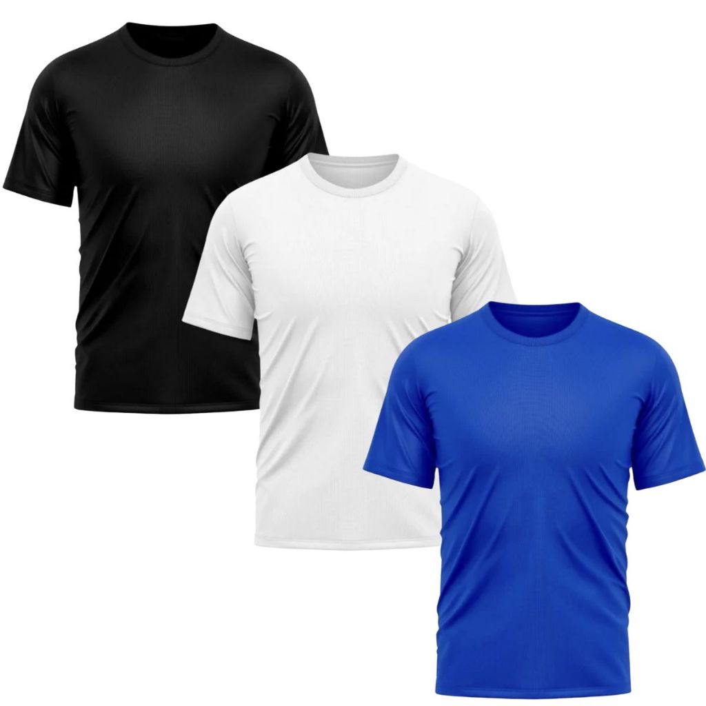 Kit 3 Camiseta Masculina Dry Fit Premium Lisa Proteção Solar UV50 Térmica Anti Suor Academia Exercícios Corrida Bike Esportes - Men Clothes