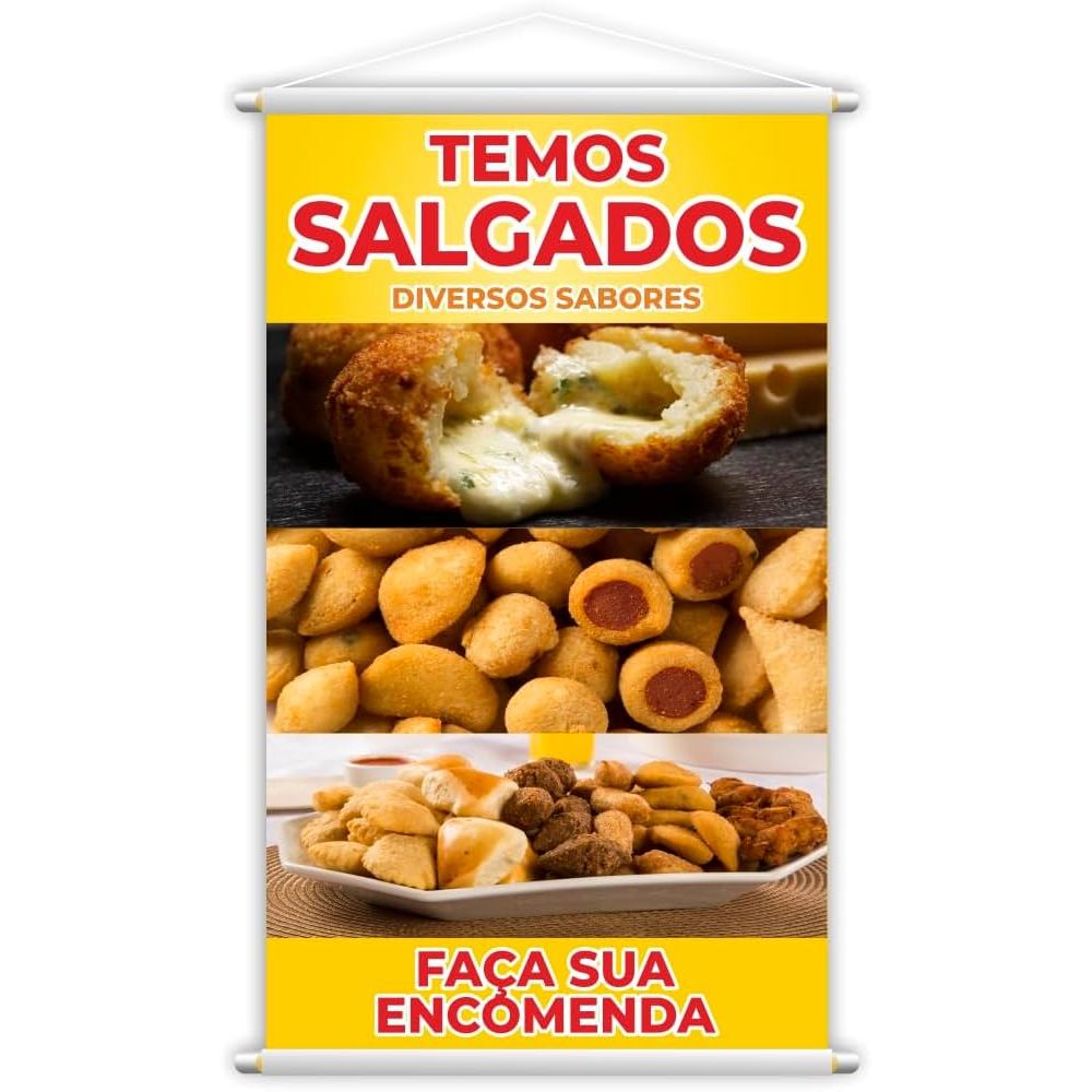 BANNER ARTE PRONTA - TEMOS SALGADOS - FAÇA SUA ENCOMENDA em Oferta na Shopee