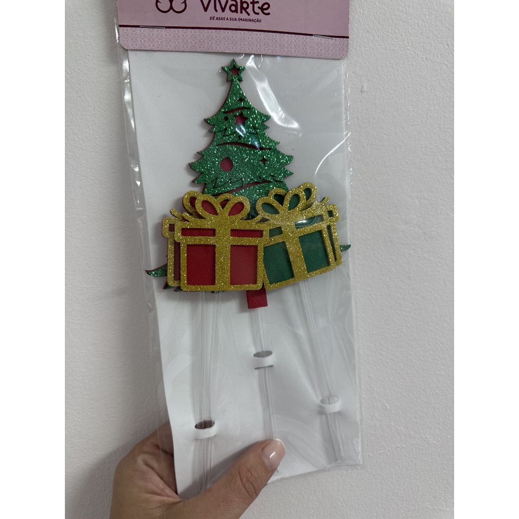 Topo Topper Bolo Natal Árvore Presente EVA Vivarte - Inspire sua Festa Loja