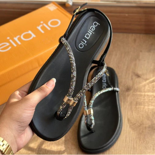 Sandália Ajustável Regulável Beira Rio Papete Com Strass em Oferta na Shopee